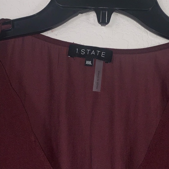 1. State plum peplum surprise 3/4 sleeve blouse burgundy wine size XXL - Picture 9 of 12